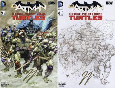 DF BATMAN TMNT #1 DF EXC GOLD SGN & UNSIGNED SET