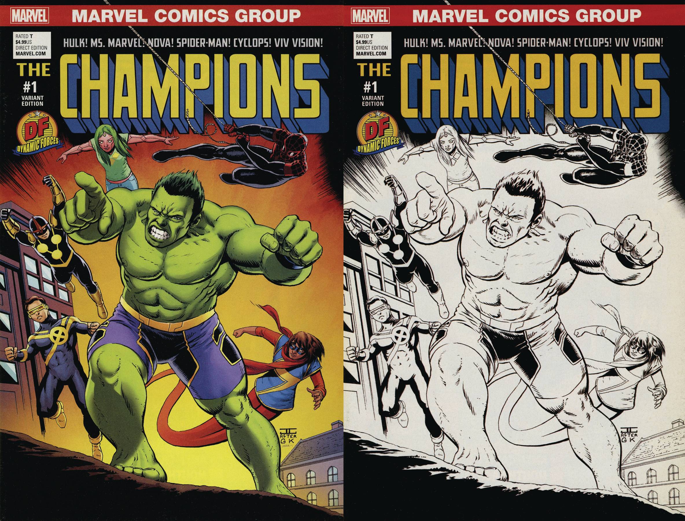 DF CHAMPIONS #1 DF EXC DUAL CVRS CASSADAY CGC GRADED SET